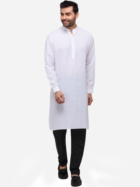 

JADE BLUE Men White Solid Straight Modi Kurta