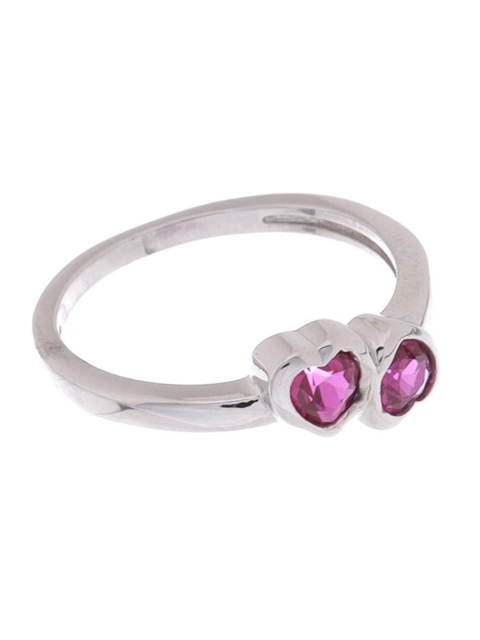 

Tistabene Rhodium-Plated Silver-Toned AD-Studded Couples Heart Finger Ring
