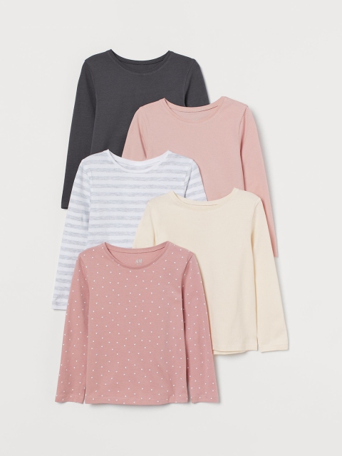

H&M Girls 5-Pack Jersey Tops, White