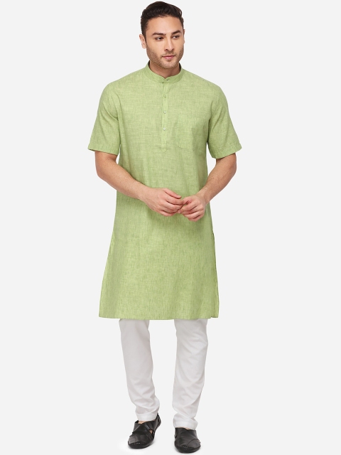 

JADE BLUE Men Green Solid Straight Modi Kurta