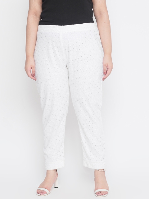

Amydus Women White Self Design Straight Palazzos