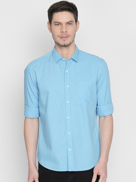 

Basics Men Blue Slim Fit Solid Casual Shirt