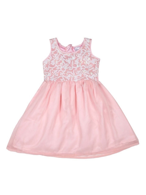 

Doodle Girls Peach-Coloured Self Design Fit and Flare Dress