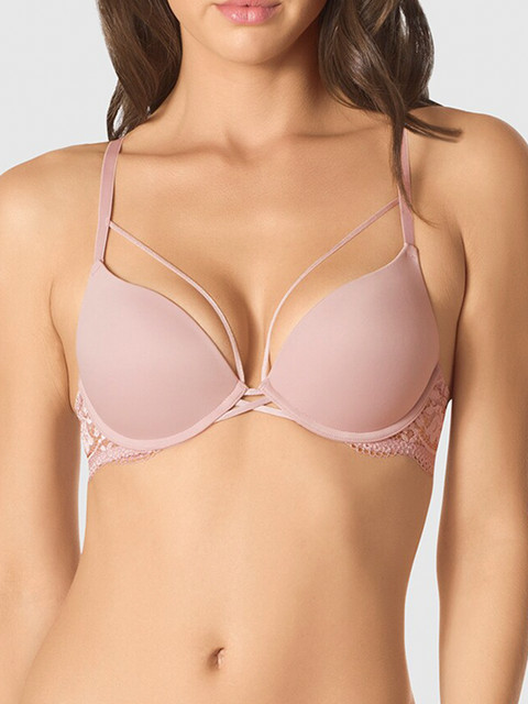 

La Senza Peach-Coloured Solid Underwired Lightly Padded Plunge Bra 11146626-74S8