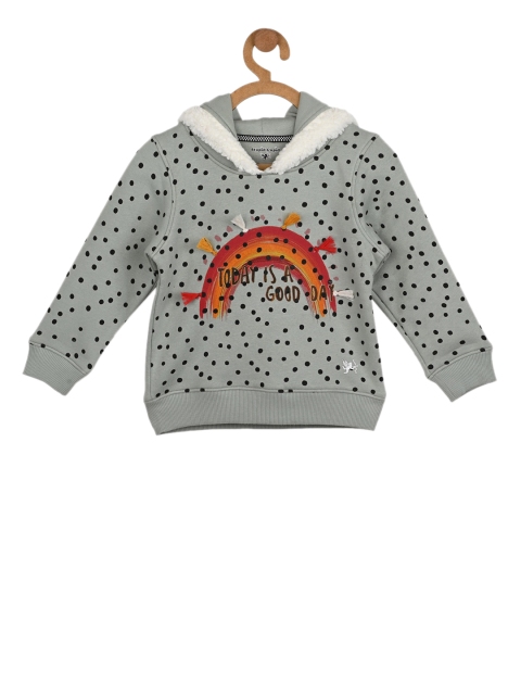 

Stupid Cupid Girls Grey & Red Printed Hooded Sweatshirt