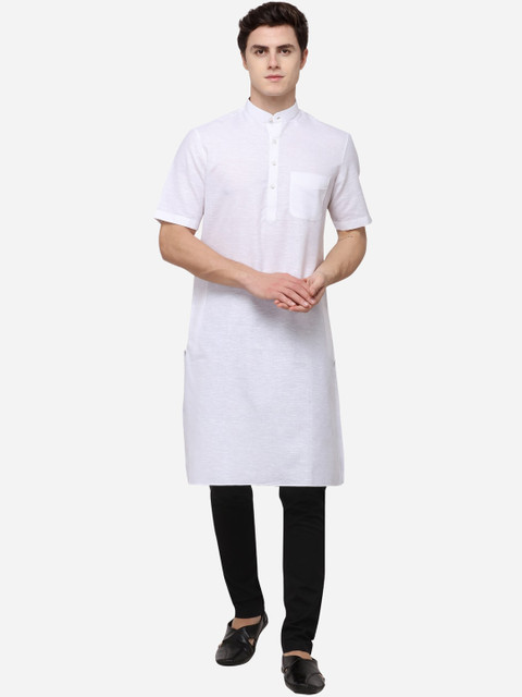 

JADE BLUE Men White Solid Straight Modi Kurta