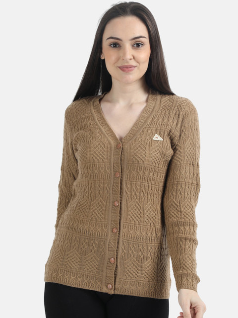

Monte Carlo Women Brown Self Design Cardigan Sweater