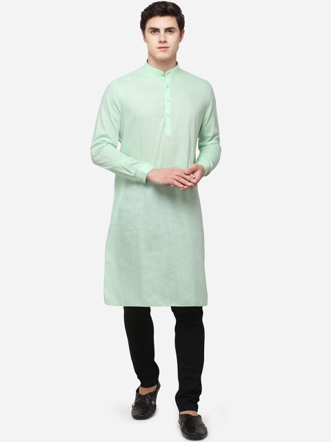 

JADE BLUE Men Green Woven Design Straight Kurta
