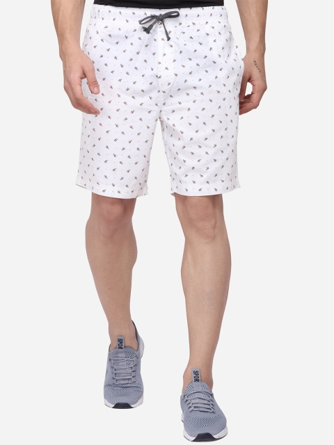 

JADE BLUE Men White Printed Regular Fit Regular Shorts