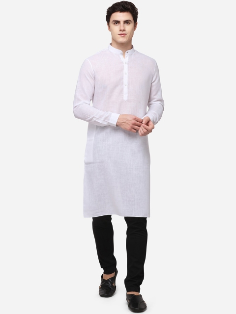 

JADE BLUE Men White Solid Straight Modi Kurta