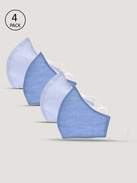 

FableStreet Unisex 3 Pcs Solid 2-Ply Reusable Cloth Masks, Blue