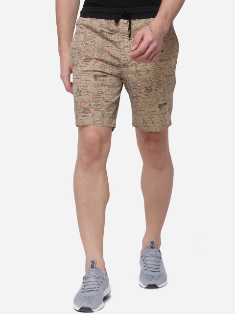 

JADE BLUE Men Khaki Printed Regular Fit Regular Shorts