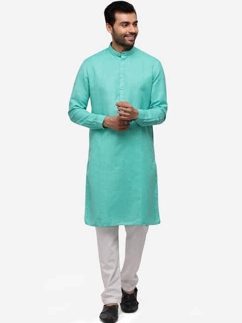 

JADE BLUE Men Sea Green Solid Straight Modi Kurta