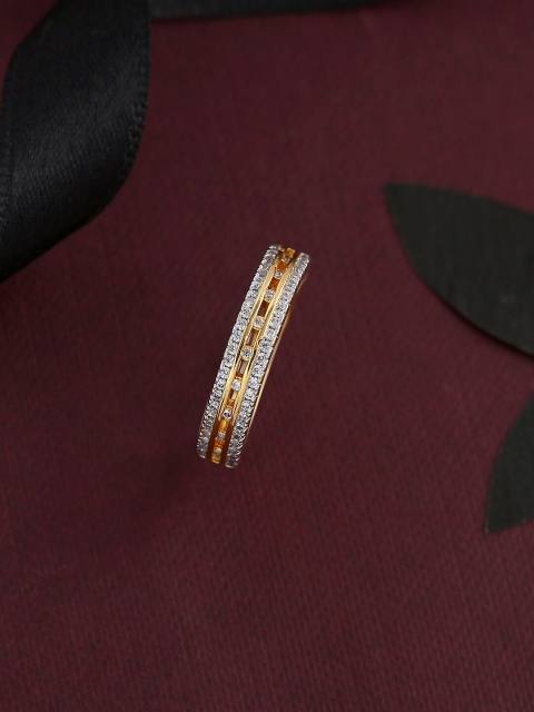 

Tistabene Rose Gold-Plated & White AD-Studded Fine & Sleek Band Finger Ring