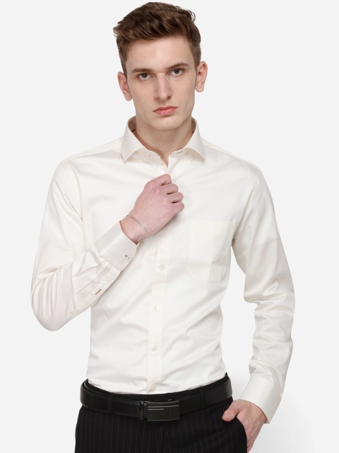 

METAL Men Cream-Coloured Slim Fit Solid Formal Shirt