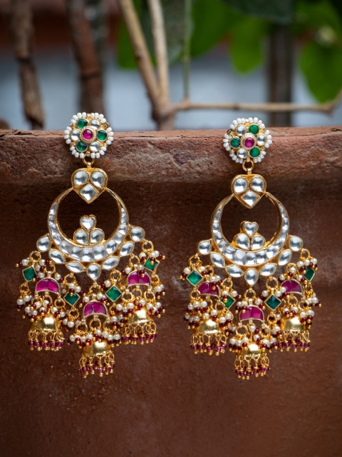 

MORKANTH JEWELLERY Gold-Plated & Pink Classic Enamelled Chandbalis
