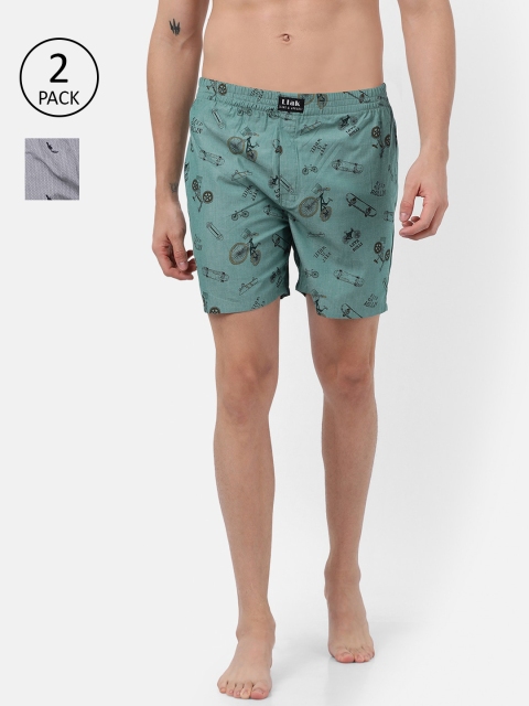 

Llak Jeans Men Pack of 2 Printed Pure Cotton Boxers, Grey
