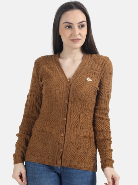 

Monte Carlo Women Brown Self Design Cardigan Sweater