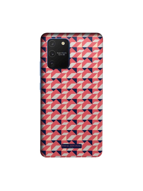 

macmerise Coral Pink & Navy Blue Geometric Printed Payal Singhal Samsung Galaxy S10 Lite Back Cover