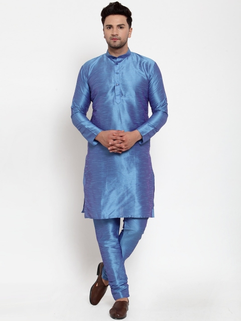 

Jompers Men Teal Blue Solid Kurta with Pyjamas