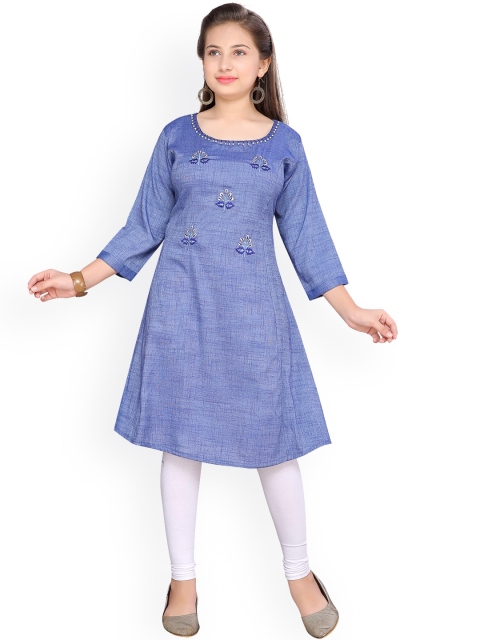 

Aarika Girls Blue & White Embroidered Kurta with Churidar