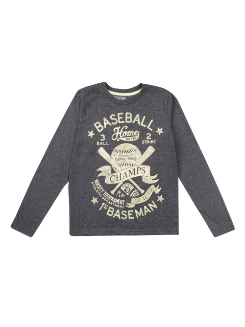 

Cherokee Boys Charcoal Grey Printed Round Neck T-shirt