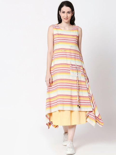 

TERQUOIS Women Multicoloured Striped A-Line Dress, Multi