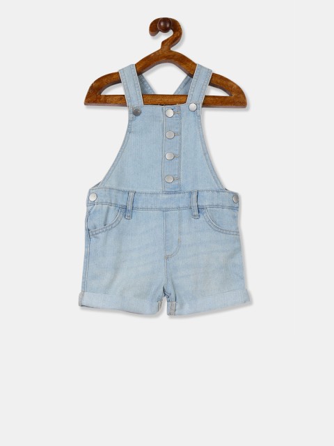 

The Childrens Place Infant Girls Blue Washed Denim Dungarees