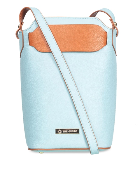 

THE GUSTO Blue Textured Sling Bag