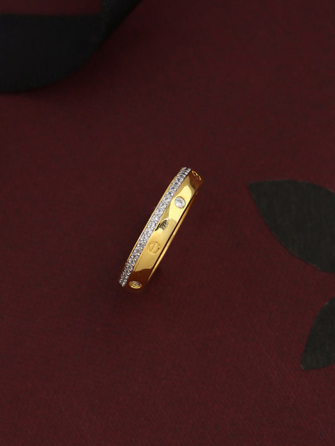

Tistabene Gold-Plated & White AD-Studded Classy Band Finger Ring
