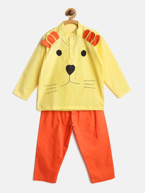 

YK Unisex Kids Yellow & Orange Printed Night suit