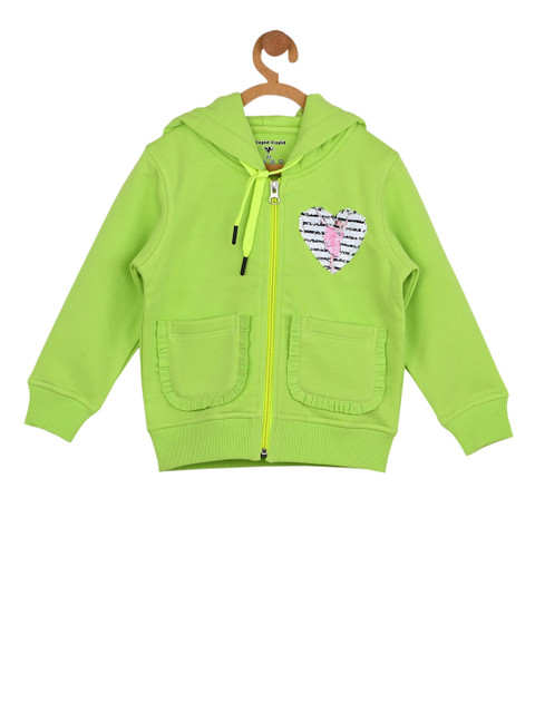 

Stupid Cupid Infant Girls Fluorescent Green Solid Hooded Sweatshirt