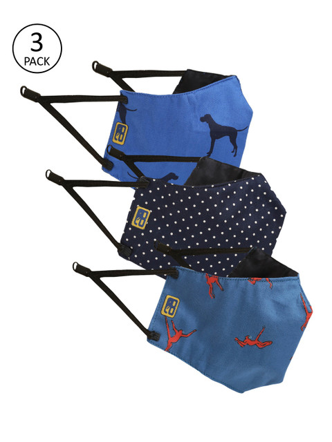 

Balista Unisex 3 Pcs Printed 4-Ply Anti-Dust Reusable Cloth Masks, Black