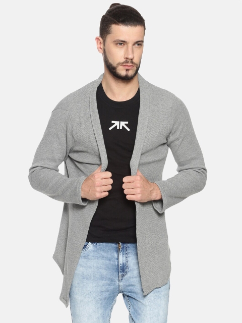 

SHOWOFF Men Grey Solid Open Front Shrug
