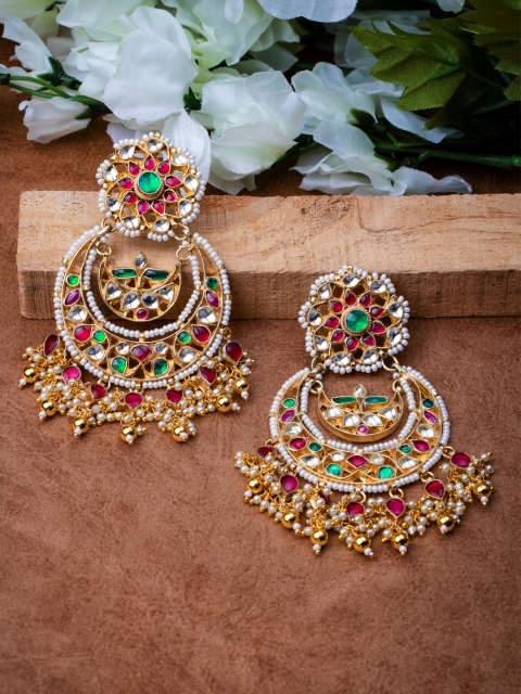 

MORKANTH JEWELLERY Gold-Plated & White Classic Enamelled Chandbalis