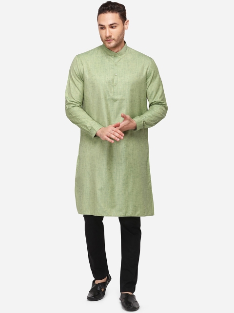 

JADE BLUE Men Green Solid Straight Modi Kurta