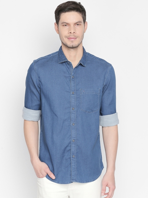 

Basics Men Blue Slim Fit Solid Casual Shirt