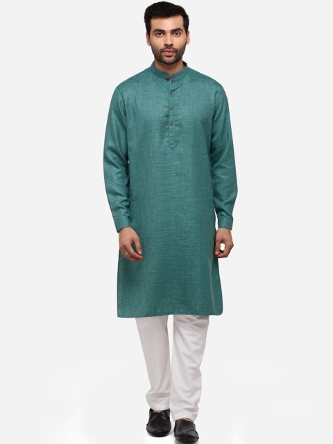 

JADE BLUE Men Green Solid Straight Modi Kurta