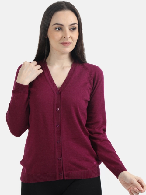 

Monte Carlo Women Magenta Solid Cardigan Sweater