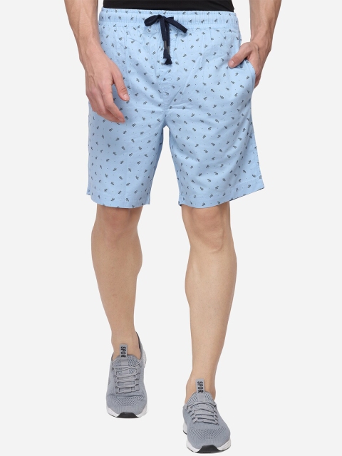 

JADE BLUE Men Blue Printed Regular Fit Sports Shorts