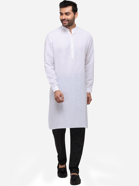 

JADE BLUE Men White Solid Straight Modi Kurta
