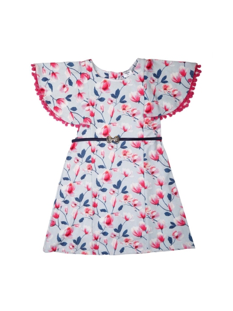 

Doodle Girls Grey Floral Printed Fit and Flare Dress