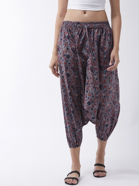 

InWeave Women Grey & Red Kalamkari Printed Harem Pants