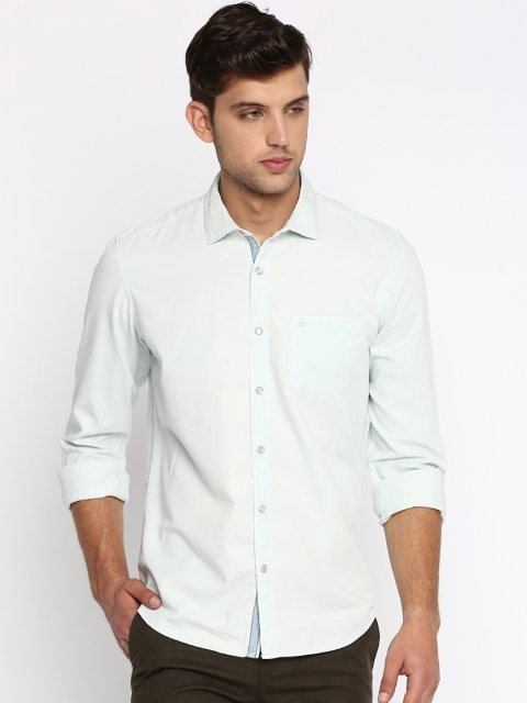 

Basics Men Blue Slim Fit Solid Casual Shirt