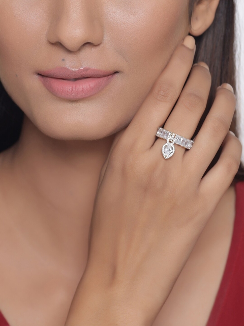 

Tistabene Gold-Plated White AD-Studded Celebrity Style Finger Ring