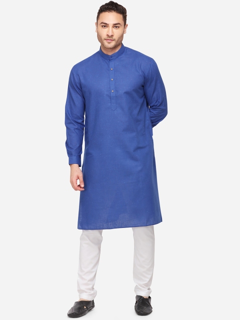 

JADE BLUE Men Blue Solid Straight Modi Kurta