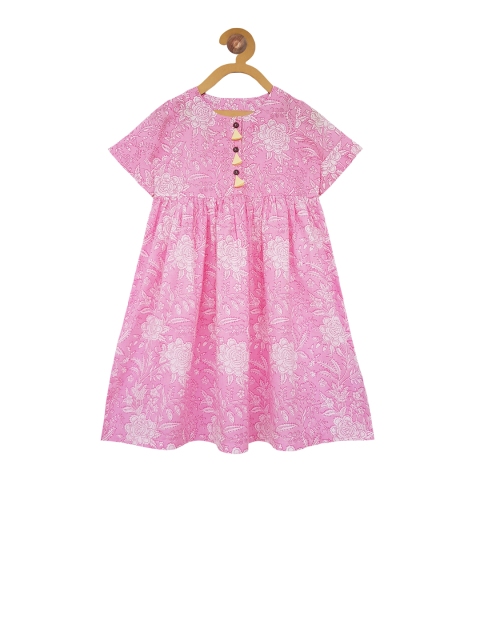 

Campana Girls Pink Printed A-Line Dress