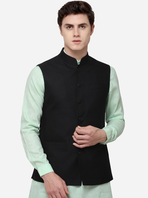 

JADE BLUE Men Black Solid Modi Jacket