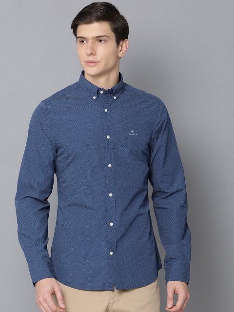 

GANT Men Blue Regular Fit Printed Casual Shirt