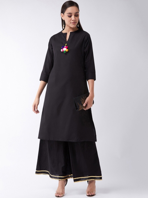 

InWeave Women Black Solid A-Line Kurta